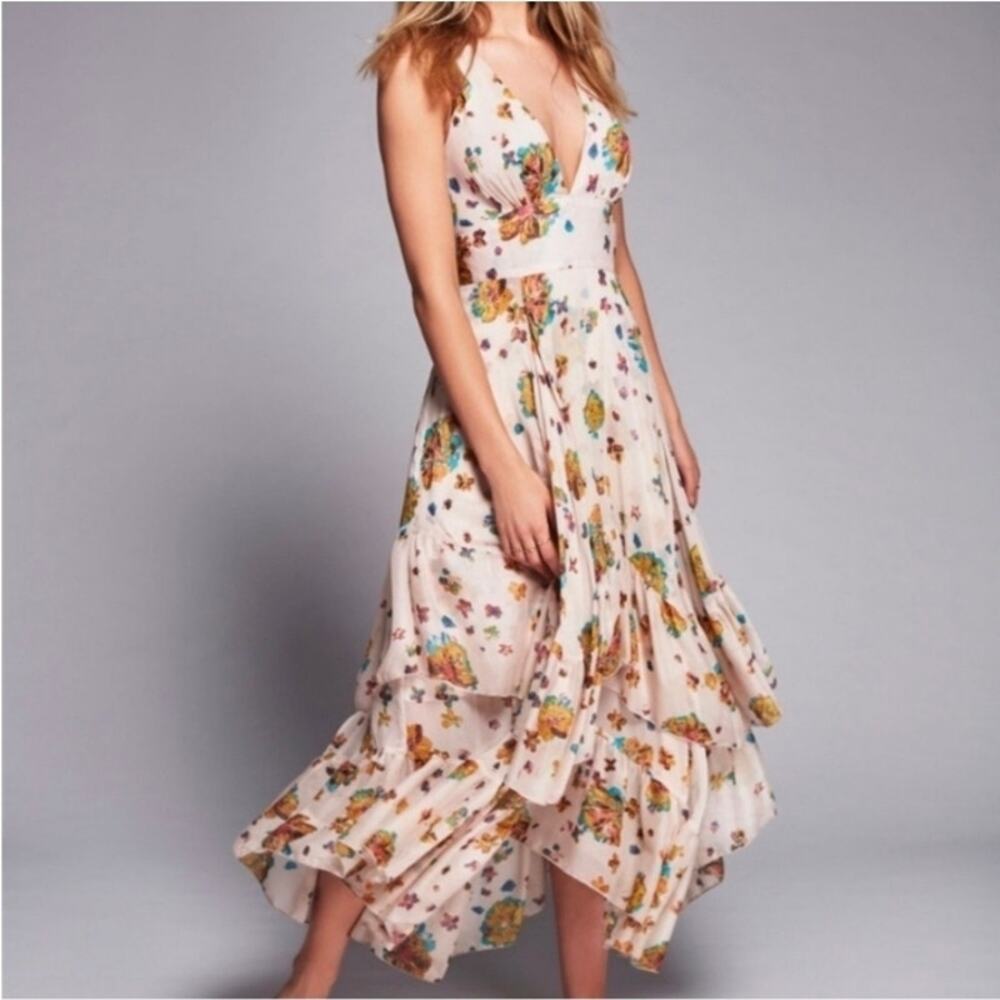 Free People Size 2 Ruffle Tiered Floral Boho Dress - Picture 7 of 9